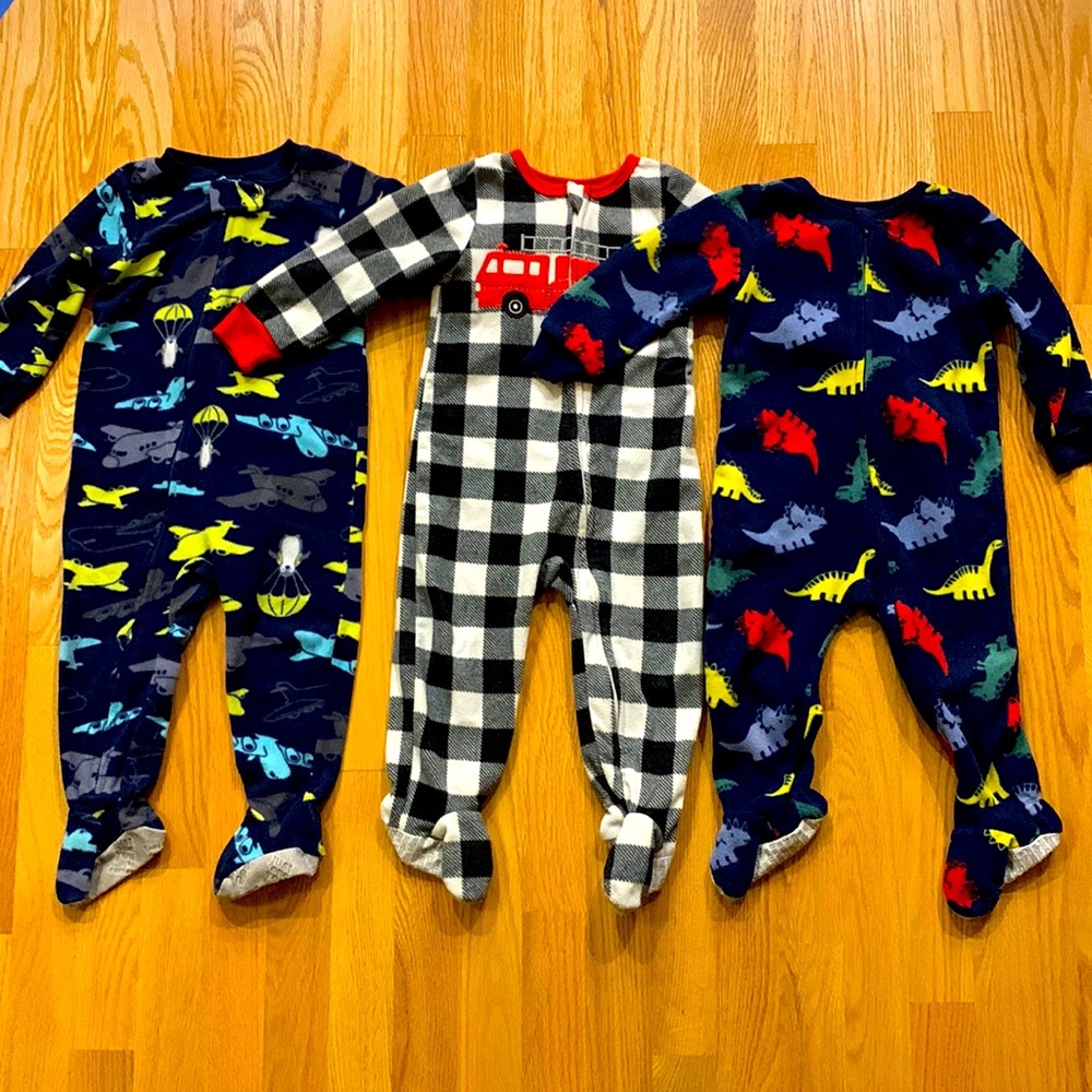 3- 18 month fleece zippered pajamas